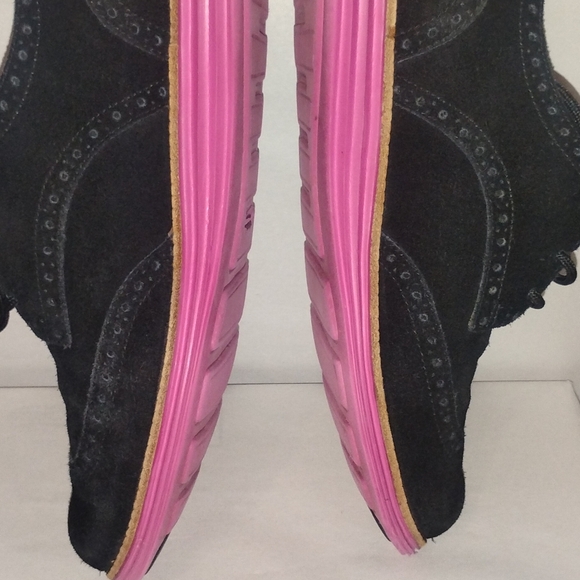 Cole Haan Lunargrand Women's Blue Suede Wingtip Pink Soles Shoes Size 8 D38899 - Picture 11 of 14